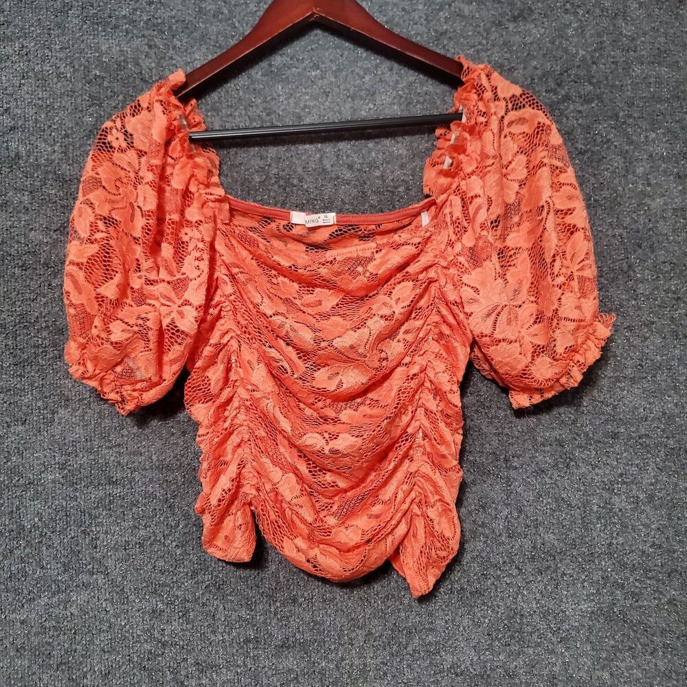 Sheer Floral Babydoll Coquette Fairy Orange Summer Top XL Romantic Feminine Y2K